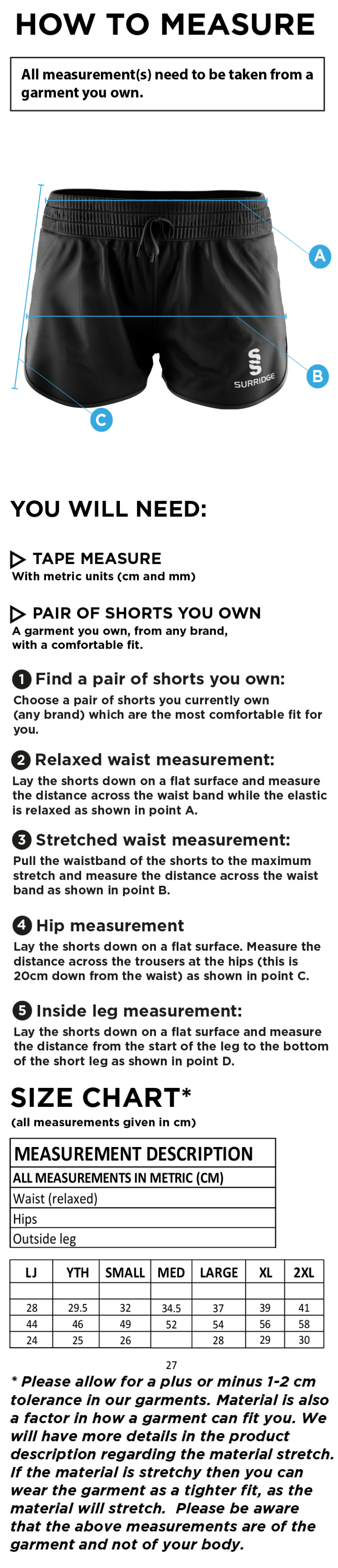 University of Greenwich - Women's Active Short - Size Guide