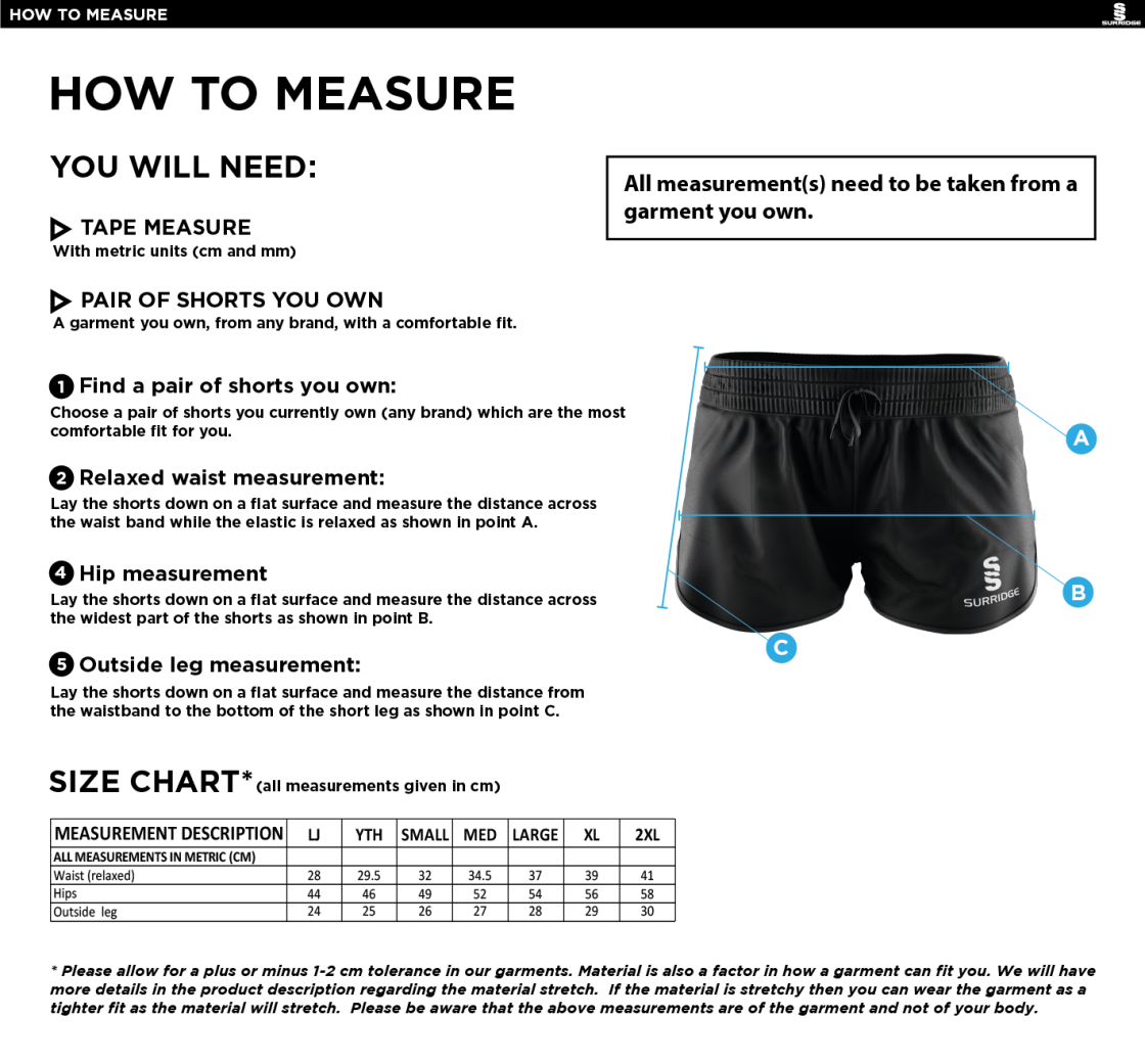 University of Greenwich - Women's Active Short - Size Guide