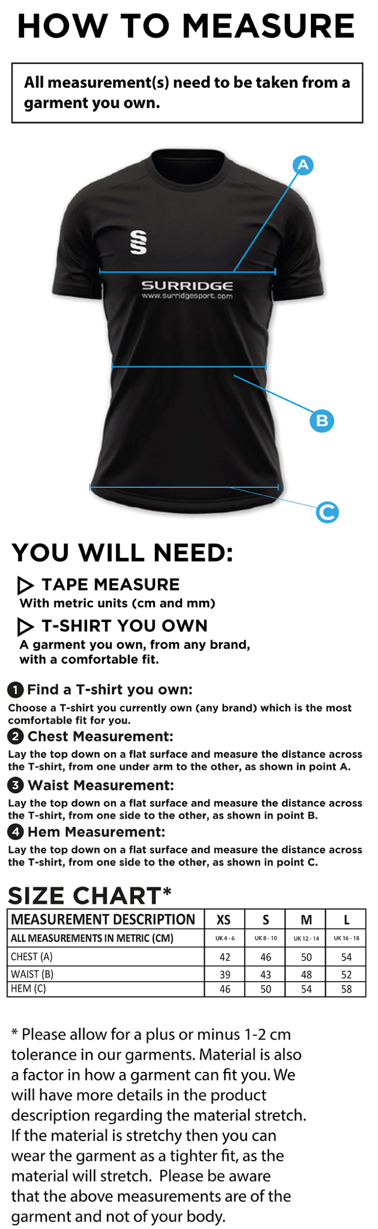 University of Greenwich - Women's Polo Shirt - Size Guide
